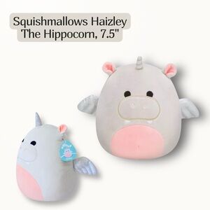 Squishmallows Haizley the Hippocorn 7.5”- Gray & Pink Unicorn Hippo w/ Wings